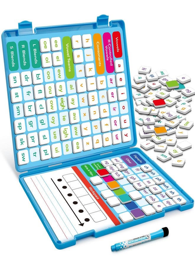 Aizweb Phonics Magnetic Letter Tiles,All-in-one Magnetic Phonics Kit,Reading &Spelling Games with Dry-Erase Boards&Storage Case,Phonics Games for Preschool Pre k& Kindergarten Classroom Learning - Image 1
